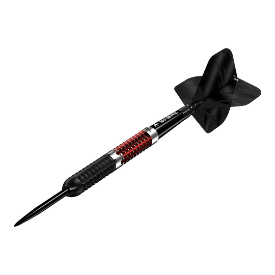 Dardos Mission Llew Bevan de acero electroacústico negro y rojo - 23 g Mission Llew Bevan Black Red Electro Steeldarts - 23g. Moderne Steeldarts in Schwarz und Rot mit 23 Gramm Gewicht.