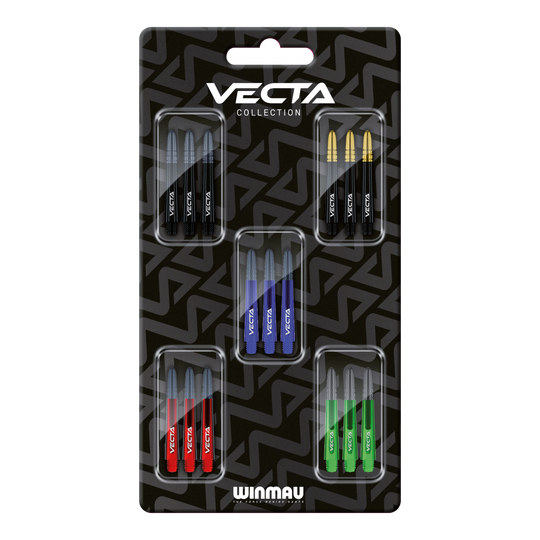 Colección de ejes Winmau Vecta Abgebildet ist die Winmau Vecta Shaft Collection. Diese Produkte sind hochwertige Dartschäfte.