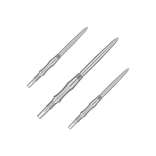 Puntas de dardos Target Swiss Point Signature RST - Plata Abgebildet sind Dartspitzen mit der Bezeichnung '340301_Target_Swiss_Point_Dartspitzen_Signature_RST_Silber_35mm_1Set'. Das Bild zeigt silberne Dartspitzen in einem Set.
