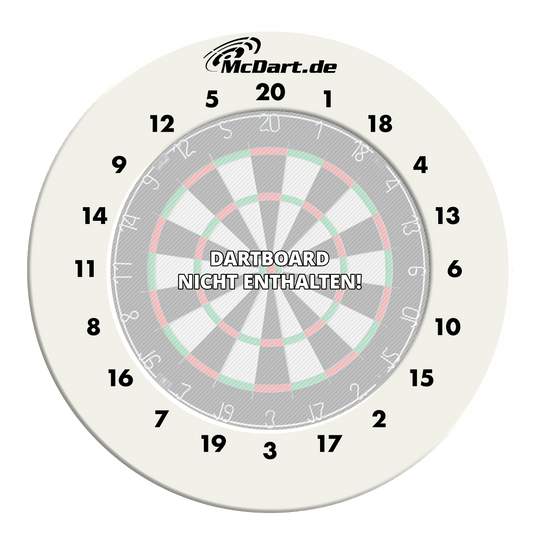 Das Bild zeigt ein weißes Dartboard-Surround. Es handelt sich um das Produkt aus dem Dateinamen: DBS-HD-weiss McDart HD Zahlen Surround Weiß.