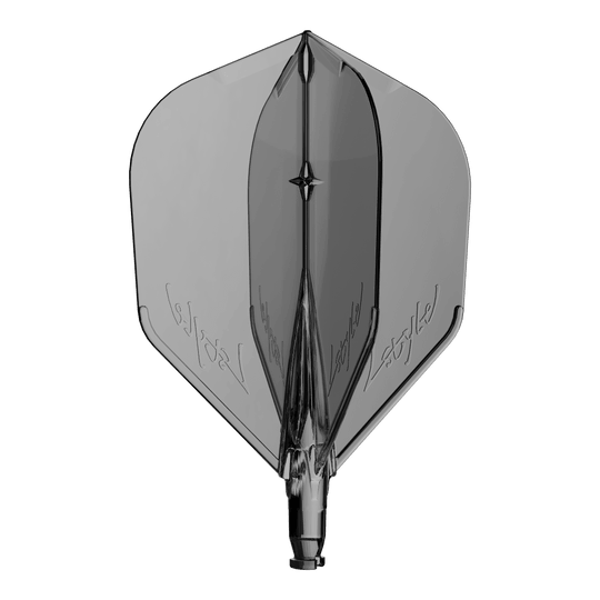 Pluma de repuesto L-Style L-System L3 Ein Ersatzflight für Dartpfeile in klarem Schwarz ist abgebildet.