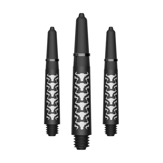 Ejes de carbono Bulls NL Capo - Blanco Zu sehen ist ein Set von weißen kurzen Carbon Shafts für Darts. Die Schäfte haben eine Länge von ca. 34 mm und sind aus Kohlefaser.
