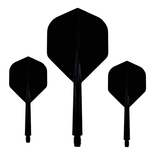 Dieses Bild zeigt das Evolution EVO1 Flight-Shaft-System in Schwarz. Es ist deutlich das Design und die Form des Produkts zu erkennen.