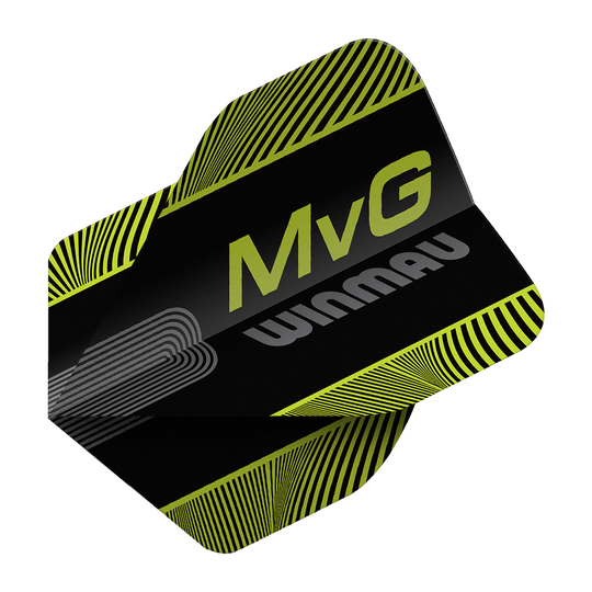 Winmau Prism Delta MvG Texto Negro Verde No2 Vuelos Estándar Abgebildet sind die Winmau Prism Delta MvG Black Green Text No2 Standard Flights. Diese Dart-Flights haben ein schwarzes und grünes Farbmuster mit Schriftzug.