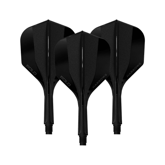 Sistema de eje de vuelo Harrows Solo No6 - Negro Hier sieht man ein Harrows Solo No6 Flight Shaft System in Schwarz, 20mm, 1 Set. Das Produkt wird aus der Seitenperspektive gezeigt.