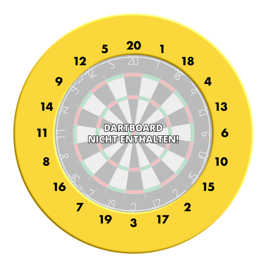 Marco para dardos HD Numbers - Colores personalizados Abgebildet ist ein gelber Dartboard-Zahlensurround mit HD-Zahlenring. Der Dateiname ist MSF-X6G_HD_Zahlen_Dartboard_Surround_EigeneFarben_Gelb_3.