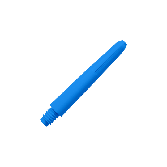 573_Nylon_Shafts_Blau_35mm_2 Das Bild zeigt einen blauen Nylon-Schaft. Er hat ein Schraubgewinde an einem Ende.