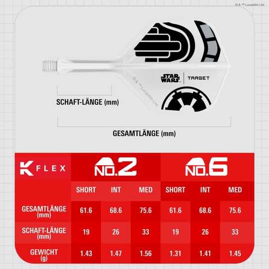 Target Star Wars K-Flex Stormtrooper No. 2 Vuelos Estándar Target Star Wars K-Flex Stormtrooper No6 Flights Hochwertige Dart-Flights mit Stormtrooper-Design. Perfekt für Star Wars Fans und Dartsportler.