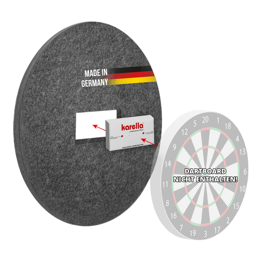 Insonorización Karella para dianas de dardos de acero con anillo envolvente integrado Dieses Bild zeigt den Schallschutz Karella für Steeldartboards mit integriertem Surround Auffangring. Das Produkt dient zur Geräuschdämmung beim Dartspielen.