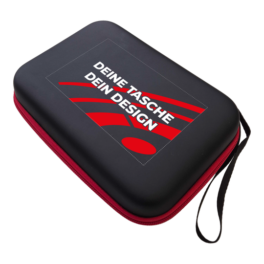 Estuche para dardos System-4 con tu diseño Abgebildet ist ein schwarzes Dartcase des Modells System 4. Das Etui eignet sich zur Aufbewahrung von Dartpfeilen und Zubehör.