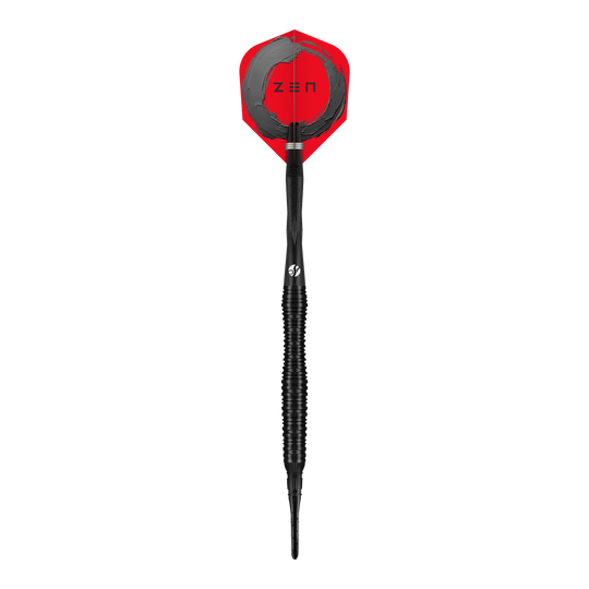 Dardos blandos Shot ZEN con forma de vieira - 20 g Hier sind die Shot ZEN Scallop Softdarts mit 20g Gewicht abgebildet. Das Bild zeigt die schlanke Form und das strukturierte Barrel.