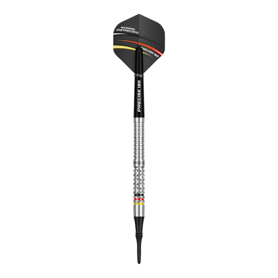 Dardos blandos Precise 180 Ricardo Pietreczko GEN1 Das Foto präsentiert die Precise 180 Ricardo Pietreczko GEN1 Softdarts. Sie bieten hohe Qualität und gutes Handling.