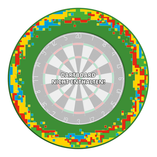 Marco para diana de píxeles McDart Das Bild zeigt ein Dartboard Surround im Pixel-Design in Grün. Es handelt sich um eine Produktabbildung mit Fokus auf Farbe und Form.