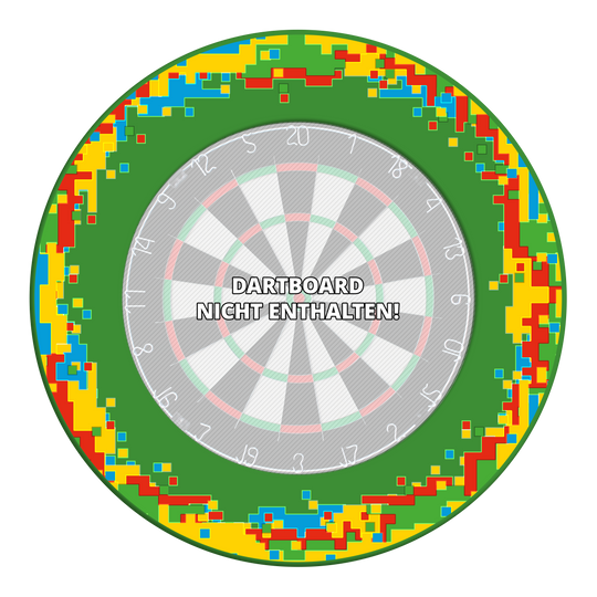 Marco para diana de píxeles McDart Mehrere Dartboard-Surrounds mit Mosaikstrukturen sind übereinander sortiert. Die Oberfläche bleibt glatt.