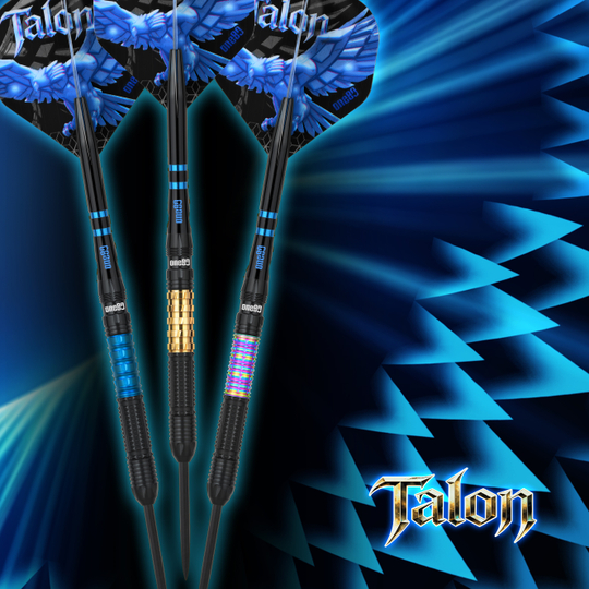 Dardos de acero One80 Talon T1 Das Bild präsentiert die One80 Talon Steeldarts. Diese Steeldarts überzeugen durch ihre besondere Griffigkeit.
