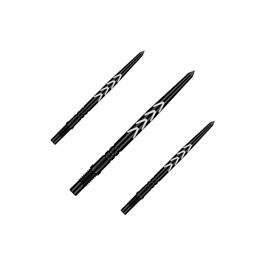 Puntas de dardo Shot Turbo Points Michael Smith - Negras Das Bild zeigt ein Set mit mehreren schwarzen Dartspitzen. Diese Spitzen sind für Steeldarts geeignet.