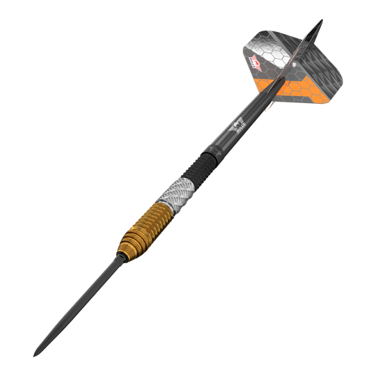 Hier sieht man die Bulls NL Dirk Van Duijvenbode 95% Convertible Points Steeldarts. Es handelt sich um qualitativ hochwertige Steeldarts.