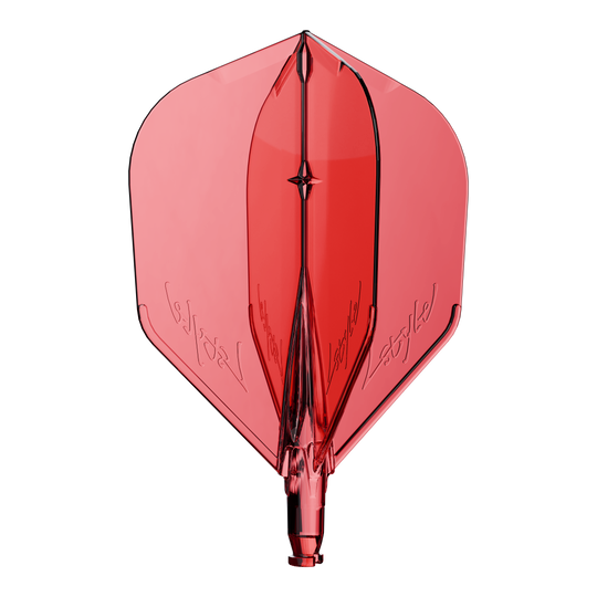 Pluma de repuesto L-Style L-System L3 Ein Ersatzflight für Dartpfeile in klarem Rot ist zu sehen.