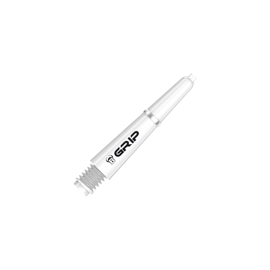 Das Bild zeigt einen weißen Bulls B-Grip-2 SL Shaft. Auf dem Schaft steht das Wort "GRIP" in schwarzer Schrift.