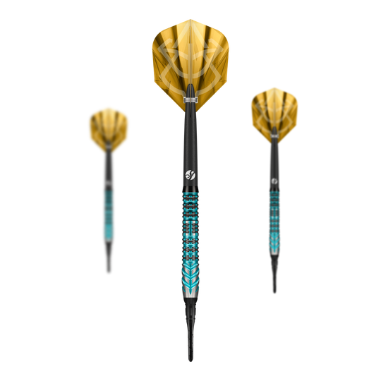 Dardos blandos Shot Alchemy Volta - 20 g Das Bild zeigt die Shot Alchemy Volta Softdarts mit einem Gewicht von 20g. Die Darts sind für das Softdartspiel geeignet.