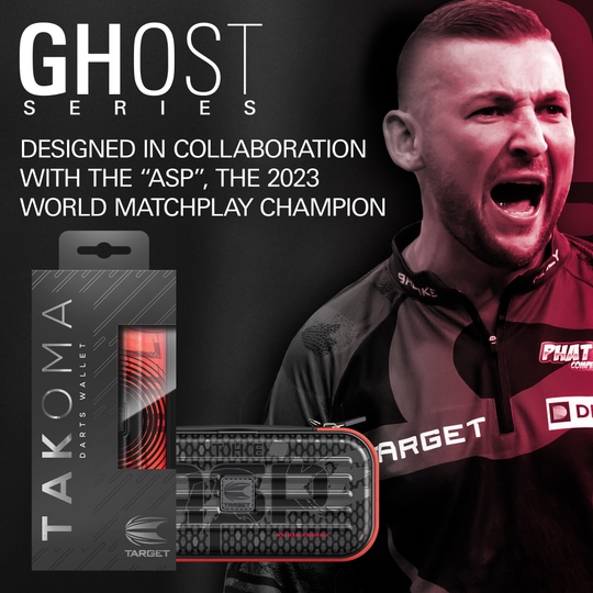 Estuche de dardos Nathan Aspinall de la serie Takoma Ghost Zu sehen ist das Takoma Ghost Series Nathan Aspinall Dartcase. Es dient zum sicheren Transport und zur Aufbewahrung von Dartpfeilen.