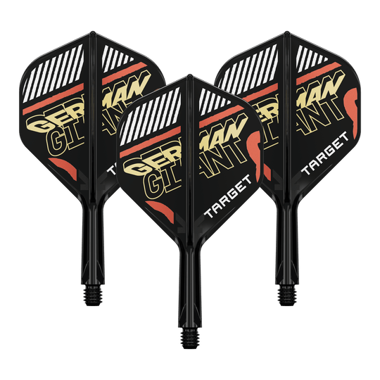 Sistema de eje de vuelo estándar Target K-Flex Gabriel Clemens No2 Das Bild zeigt ein Flight-Shaft-System für Darts. Es handelt sich um ein Zubehör für professionelle Dartspieler.