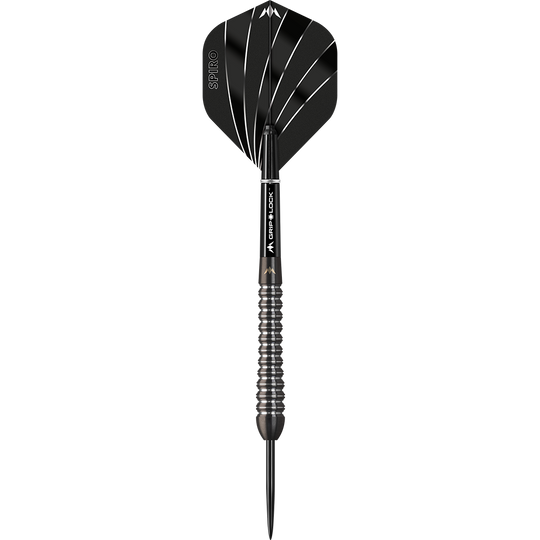 Dardos de acero Mission Spiro Modelo 2 - 22 g Dies ist ein Mission Spiro Model 2 Steeldart mit einem Gewicht von 22 Gramm. Der Dart hat ein modernes Design mit schwarzen und silbernen Akzenten.