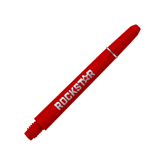 528_Rockstar_Shafts_2 Das Bild zeigt einen roten Schaft mit der Aufschrift "ROCKSTAR". Es handelt sich um das Produkt "Rockstar Shafts - 49mm".