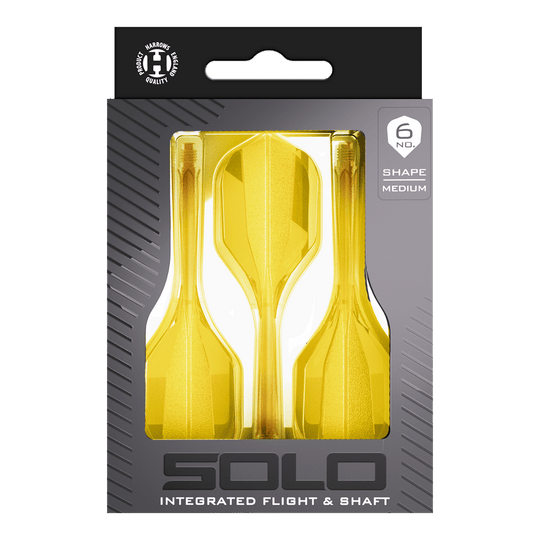 Sistema de eje de vuelo Harrows Solo No6 - Amarillo Zu sehen ist das Harrows Solo No6 Flight-Shaft-System in Gelb. Die Farbvariante hebt sich deutlich von der Standardversion ab.