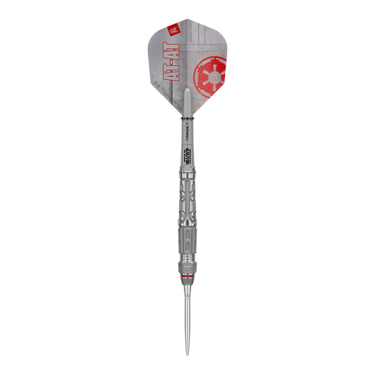 Dardos de acero Target Star Wars AT-AT Swiss Point Hier sehen Sie die Target Star Wars AT-AT Swiss Point Steeldarts. Die Abbildung stellt das Design und die Form der Dartpfeile dar.