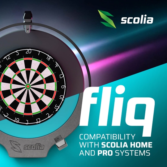 Cámara Scolia Fliq Das Bild zeigt die Scolia Fliq Kamera. Es ist eine Kamera, die speziell für das Dartspiel entwickelt wurde.