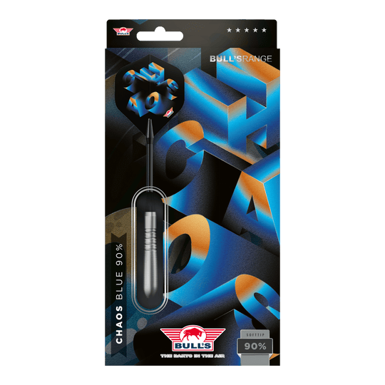 Dardos blandos Bulls NL Chaos azules - 19 g Hier sind Bulls NL Chaos Blue Softdarts - 19g abgebildet. Das Design hebt die blaue Farbe und die schlanke Form der Darts hervor.