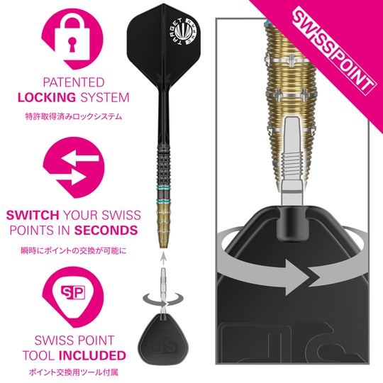 Abgebildet ist das Produkt Target Japan Mikuru Suzuki The Miracle GEN7.5 Swiss Point Steeldarts. Die Steeldarts sind bekannt für ihre besondere Präzision und Qualität.