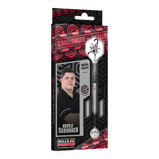 Dardos de acero Bulls Challenger Kendji Steinbach - 23 g Auf dem Bild sind die Bulls Challenger Kendji Steinbach Steeldarts - 23g zu sehen. Das Produkt ist ideal für ambitionierte Dartspieler.