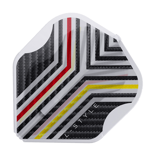 Ein einzelner L-Style Arno Merk V1 Clear White L1EZ Flight wird detailliert präsentiert. Die Flächenwirkung kommt gut zur Geltung.