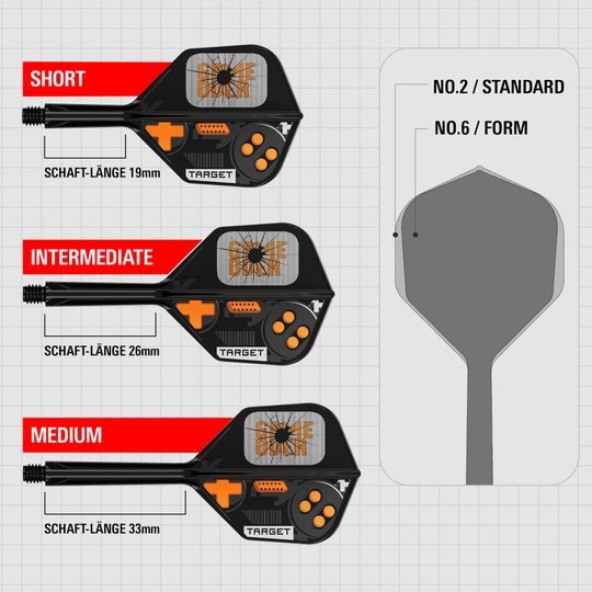 Target K-Flex Juego Terminado No6 Vuelos Das Bild stellt die Target K-Flex Game Over No6 Flights dar. Diese Flights sind speziell für Darts entwickelt.
