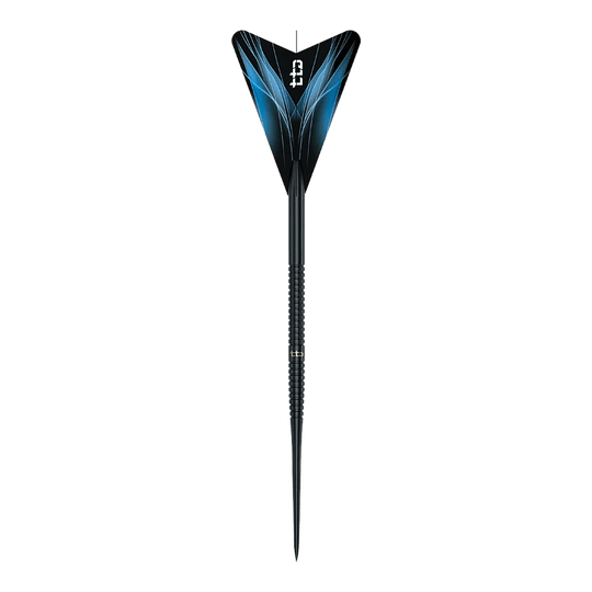 Dardos de acero Caliburn TTD Complete Titanium T1 negros - 5 g Auf dem Bild befindet sich das Produkt Caliburn TTD Complete Titanium T1 Black Steeldarts - 5g. Das Dart-Set ist in Schwarz gehalten.