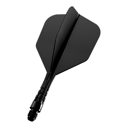 Das Produkt ist ein einzelnes schwarzes Vortex No6 Flight-Shaft-System mit 222mm Länge. Es eignet sich für Dartpfeile als Ersatzteil.