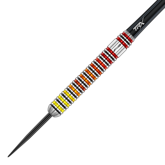 Die Red Dragon Furnace Steeldarts sind auf diesem Bild zu sehen. Die Pfeile haben einen metallischen Look und auffällige Details.
