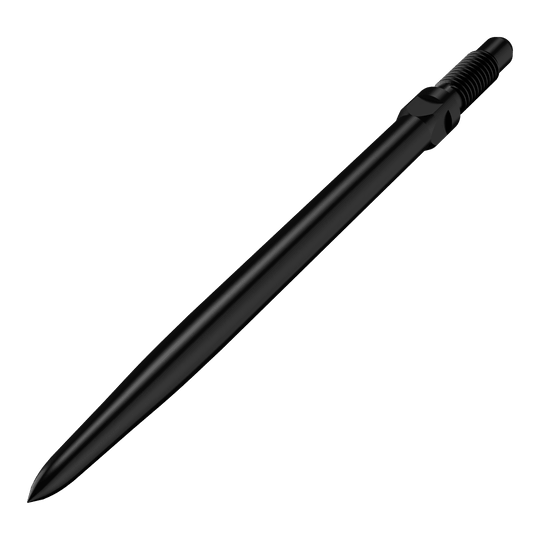 Puntas de dardo convertibles Bulls NL - Lisas - Negras Abgebildet ist ein Produkt mit der Bezeichnung BU57701_BullsNL_Convertible_Points_Smooth_Schwarz_36mm_2. Das Bild zeigt wahrscheinlich eine schwarze, glatte Dartspitze in 36 mm Länge.