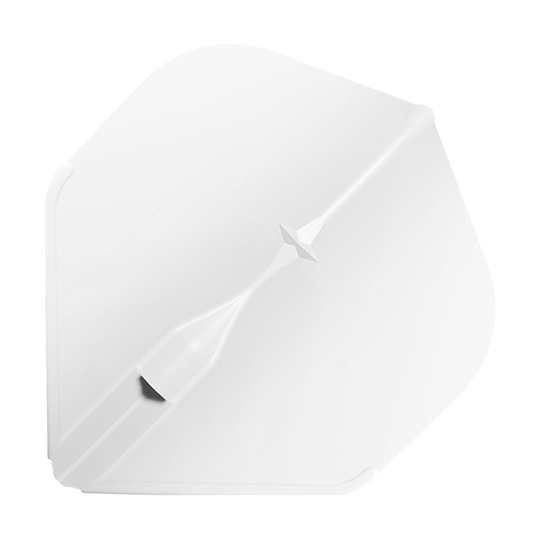 Vuelos estándar L-Style Champagne L1EZ Das Bild zeigt ein weißes L-Style Champagne L1EZ Standard Flight für Darts. Das Flight hat eine klassische, fünfeckige Form und eine glatte Oberfläche.