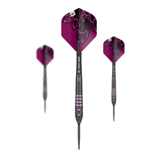 Dardos de acero Target Lorraine Winstanley GEN2 Swiss Point - 24 g Zu sehen ist das Set der Target Lorraine Winstanley GEN2 Swiss Point Steeldarts - 24g. Es besteht aus mehreren Steeldarts für Dartspieler.