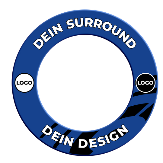 Marco de diana con tu diseño Das Bild zeigt ein Produkt mit dem Dateinamen MSF-Blau_Dartboard_Surround_Wunschdruck_Blau_2. Weitere Informationen zum Produkt sind nicht angegeben.