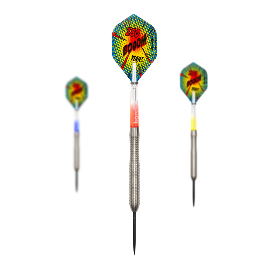 Dardos de acero Karella Comic Line CL-2 - 23 g Dies ist ein Satz Karella Comic Line CL-2 Steeldarts - 23g. Die Steeldarts werden zusammen präsentiert.