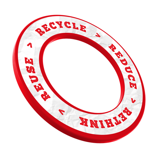 McDart Reciclar Reducir Repensar Reutilizar Marco de dardos Dieses Bild zeigt das Produkt mit dem Dateinamen DBS-RRRR2_Surround_Recyle_Reuse_Reduce_Rethink_Rot_3. Es handelt sich vermutlich um ein Objekt in roter Farbe mit Umweltschutz-Symbolik.