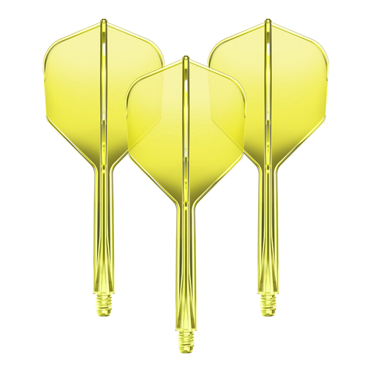 Ein Set des GOAT A1R No6 Flight-Shaft-Systems in Neon-Gelb mit 33mm Länge ist abgebildet. Dieses Produkt dient zur Ausstattung von Dartpfeilen.