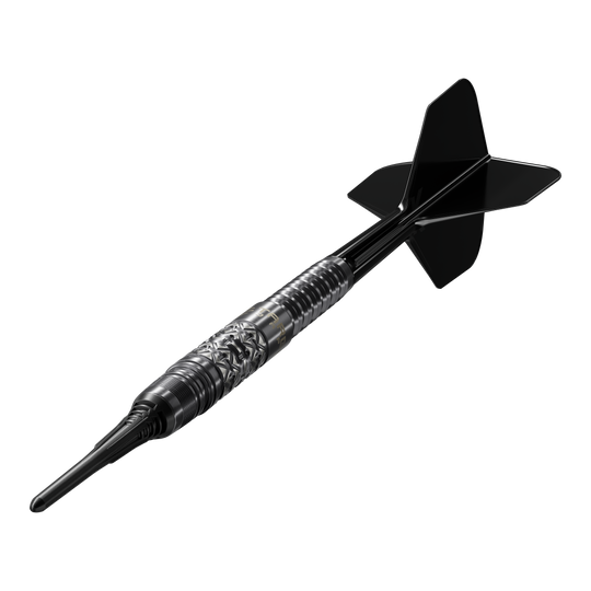 Dardos blandos Target Black Marque Creed - 21,5 g Das Bild zeigt die Target Black Marque Creed Softdarts mit einem Gewicht von 21,5g. Diese Softdarts sind stilvoll und ideal für Dartspieler.