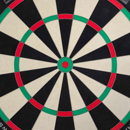 Das Harrows Fortis Steeldartboard wird hier von vorne gezeigt. Es eignet sich hervorragend für professionelle und Freizeitspieler.