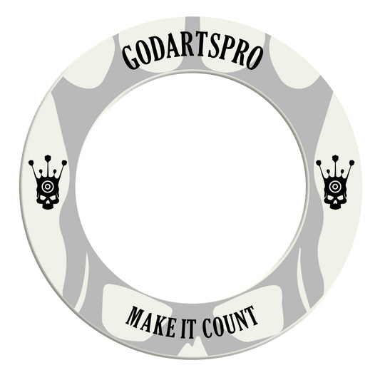 Borde para diana Go Darts Pro Hier ist ein weißes Dartboard Surround zu sehen. Das Foto stellt das Produkt in Nahaufnahme dar.