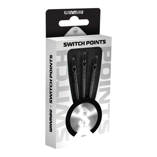 Puntas de dardos de acero Winmau Switch Point Wave - negras Zu sehen sind die Winmau Switch Point Wave Steeldartspitzen in Schwarz. Diese Steeldartspitzen eignen sich optimal für ein präzises Dartspiel.
